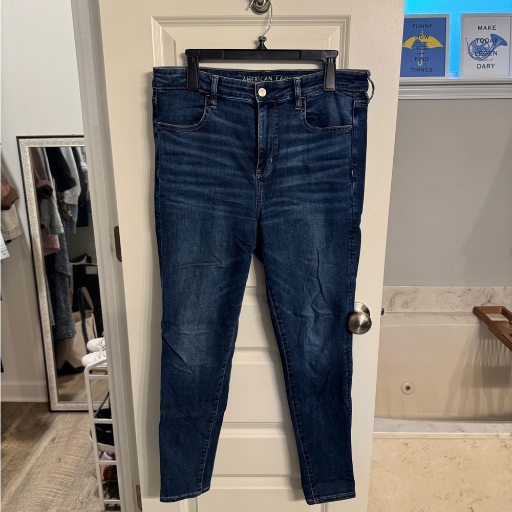 American Eagle Outfitters Women's Dark Blue Skinny Jeans